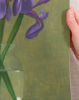 "Irises With Green Background" Fine Art Print