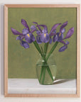 "Irises With Green Background" Fine Art Print