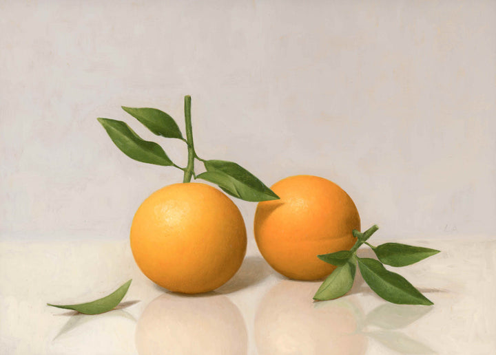 Painting of two oranges.