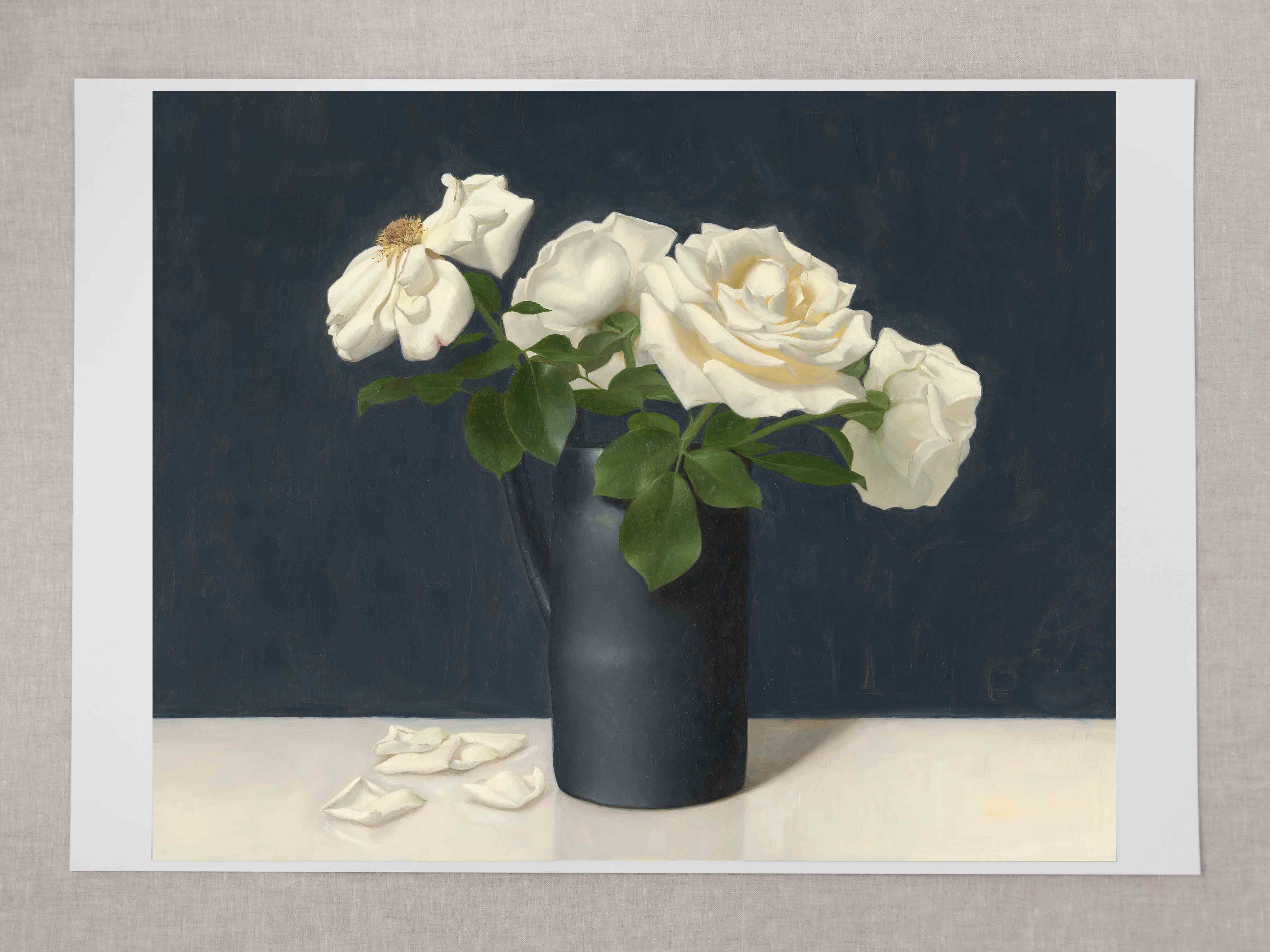 "Four White Garden Roses" Fine Art Print