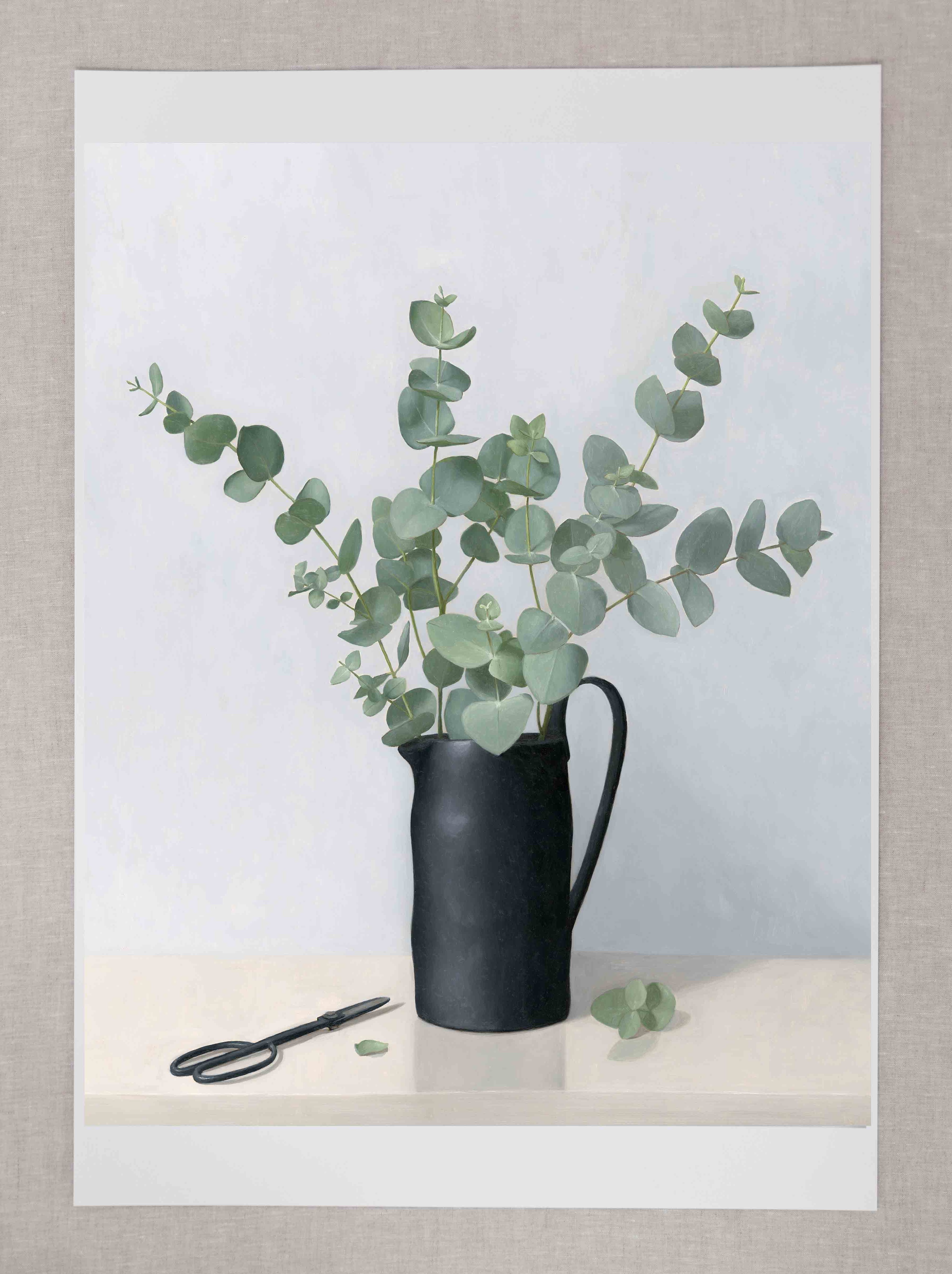 "Blue Gum in Black Vase" Fine Art Print