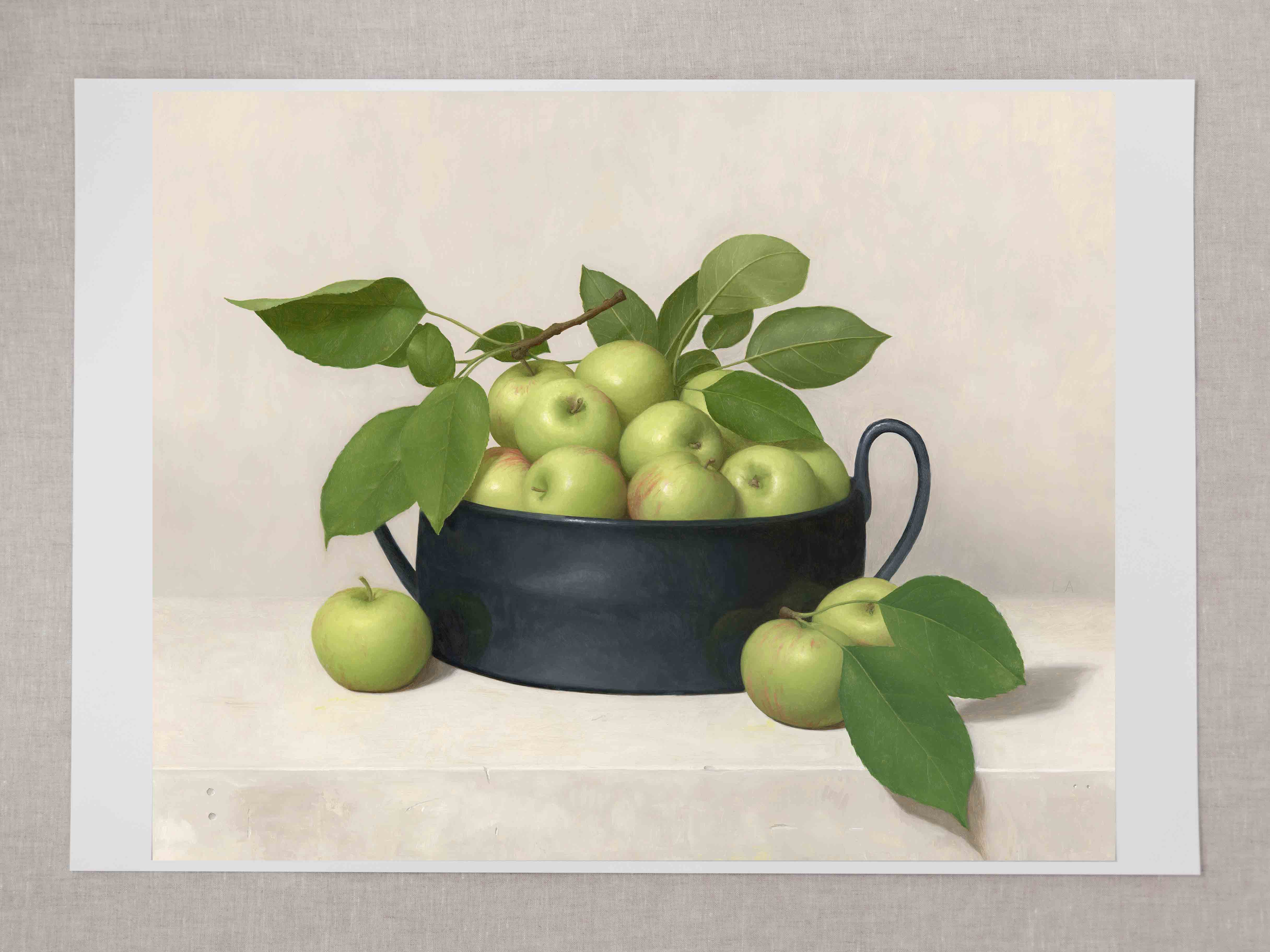 "Green Apples in Black Bowl" Fine Art Print