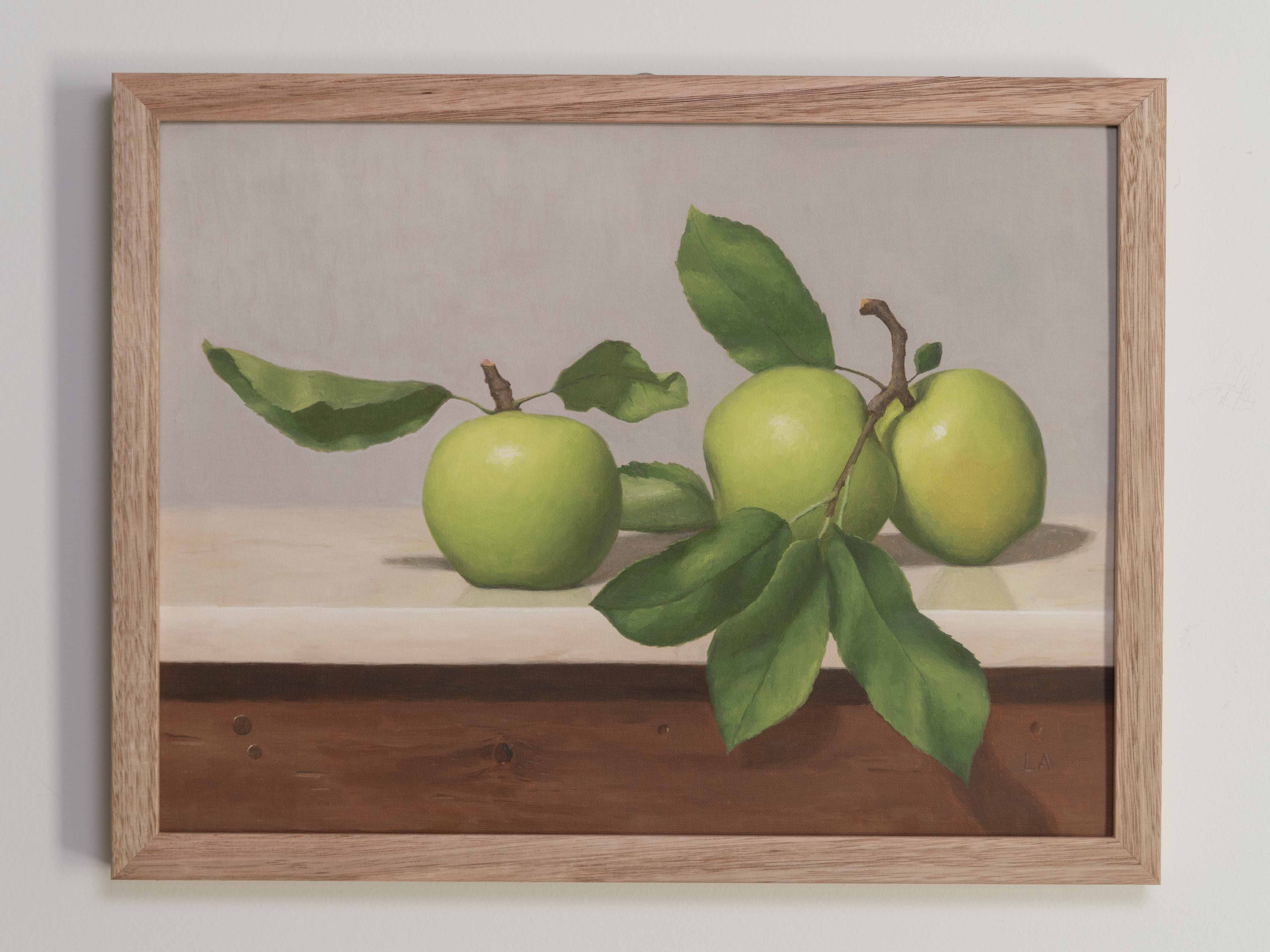 "Green Apples with Blue Background" Fine Art Print