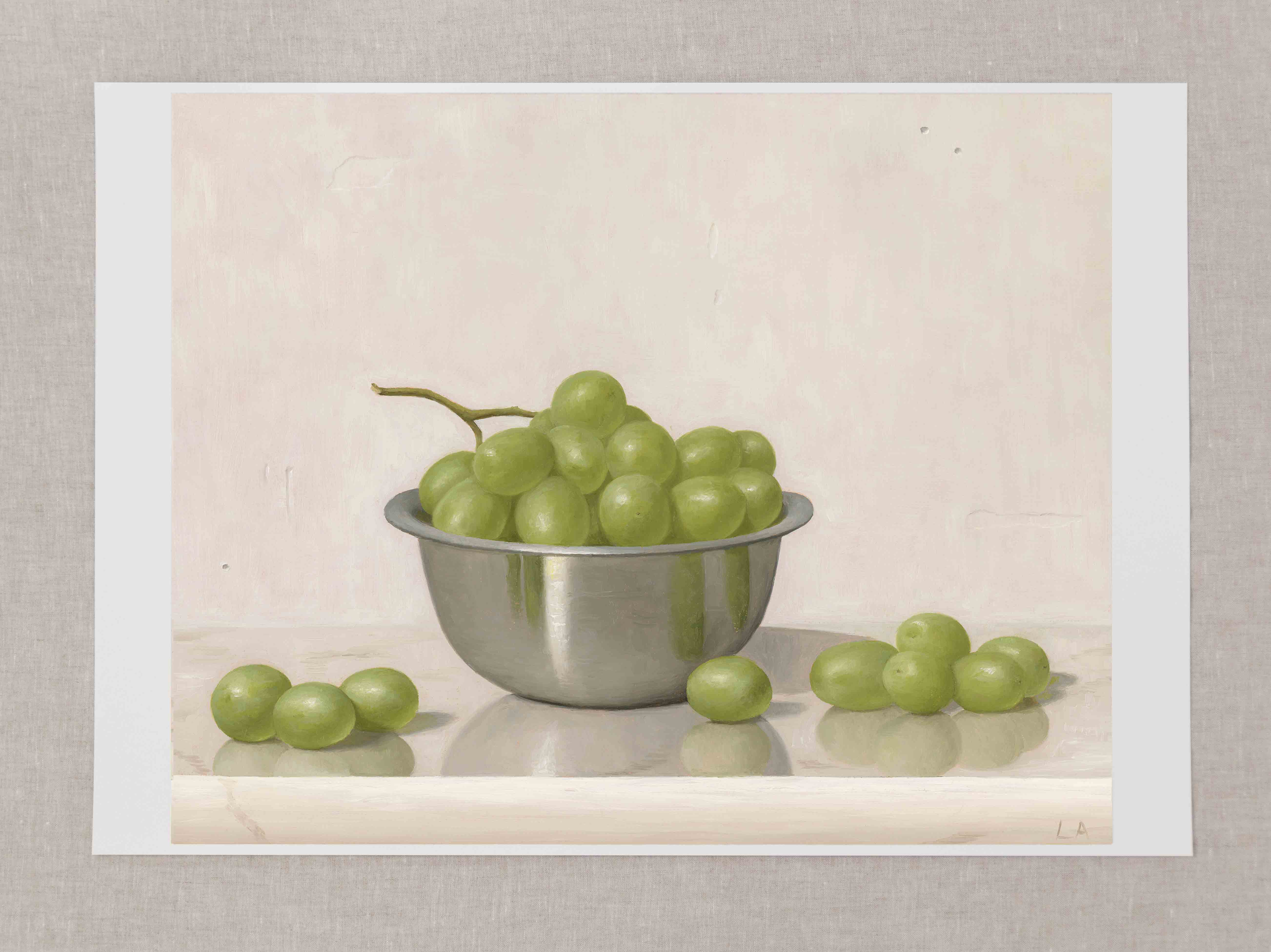 "Green Grapes Silver Bowl" Fine Art Print