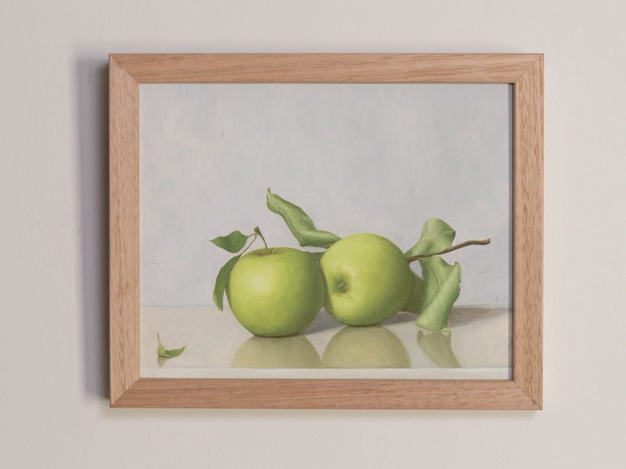 "A Pair of Apples With Leaves" Fine Art Print