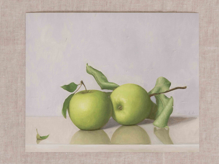 "A Pair of Apples With Leaves" Fine Art Print