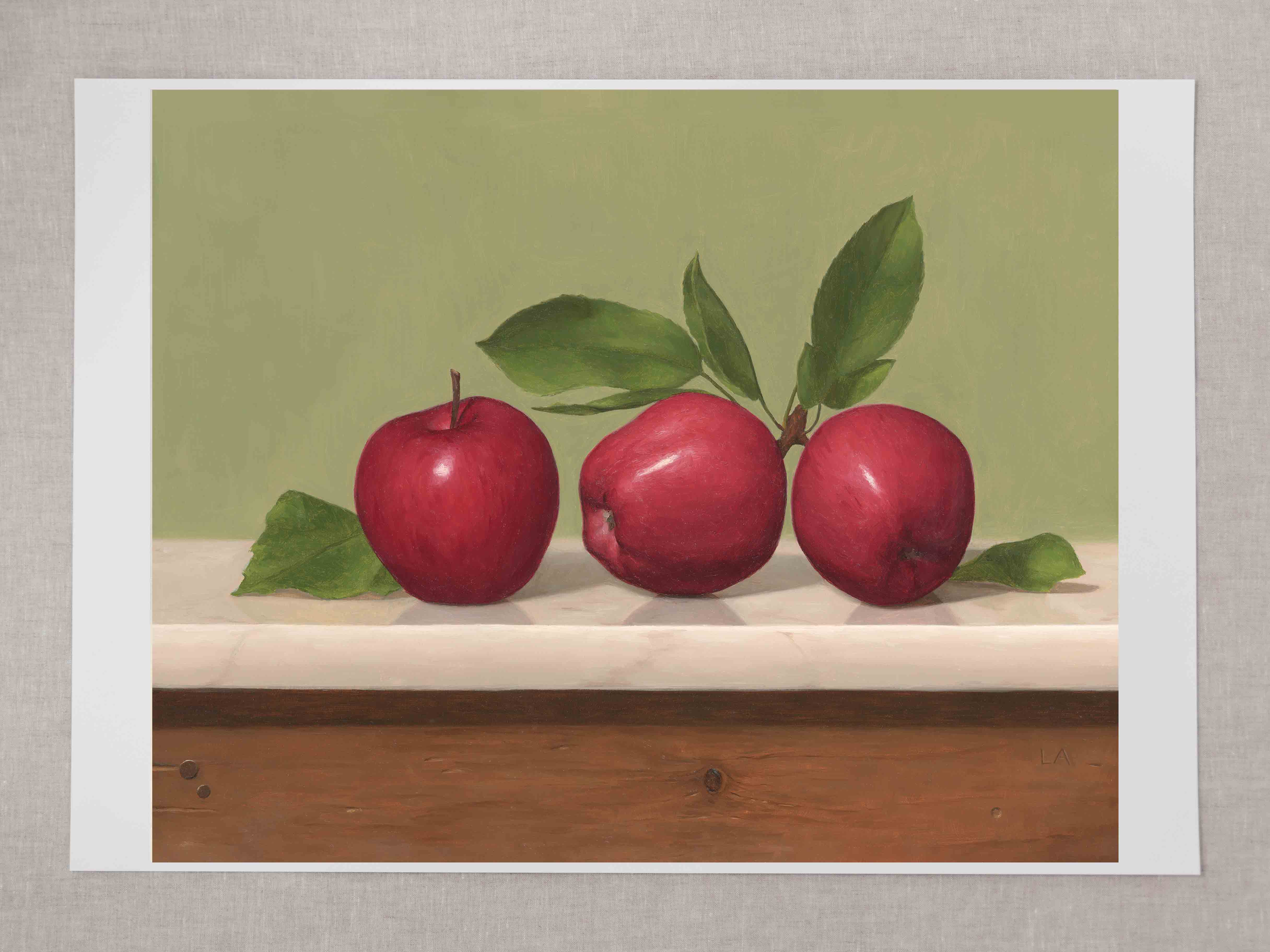 "Red Apples with Green Background" Fine Art Print