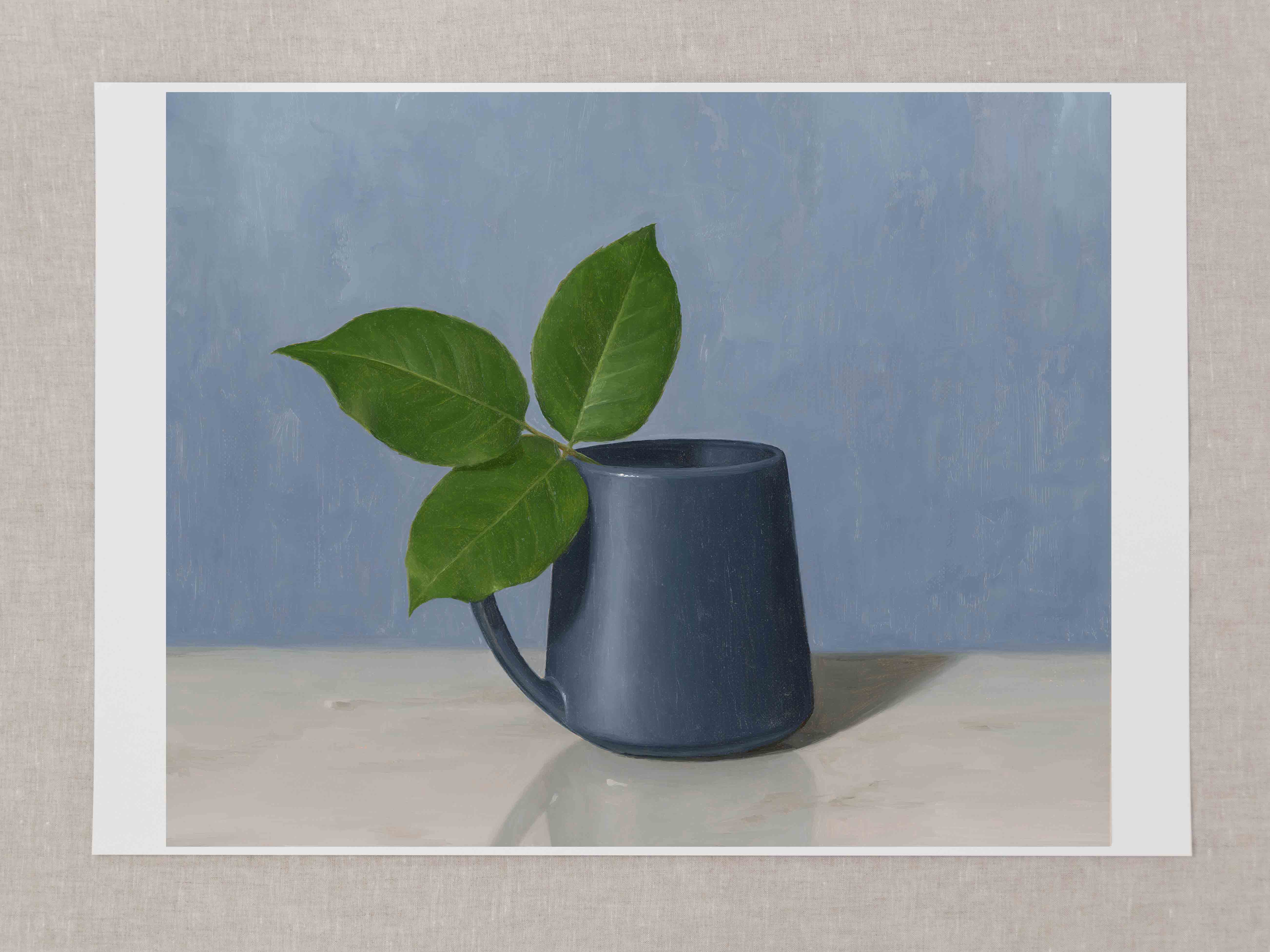 "Rose Leaves Blue Mug" Fine Art Print