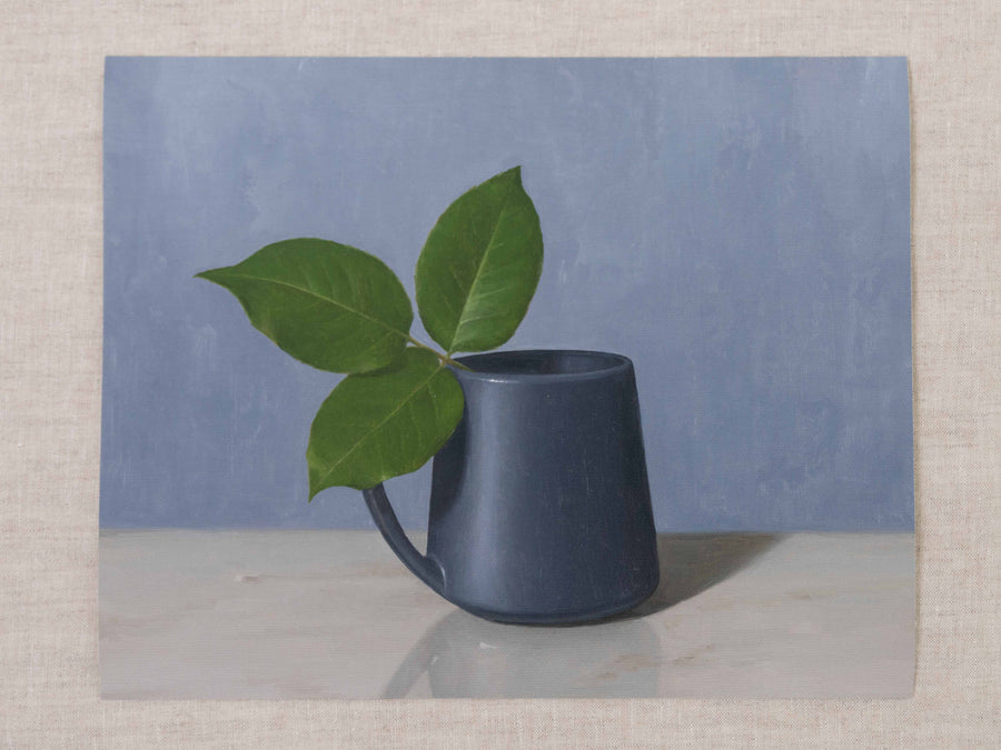 "Rose Leaves Blue Mug" Fine Art Print