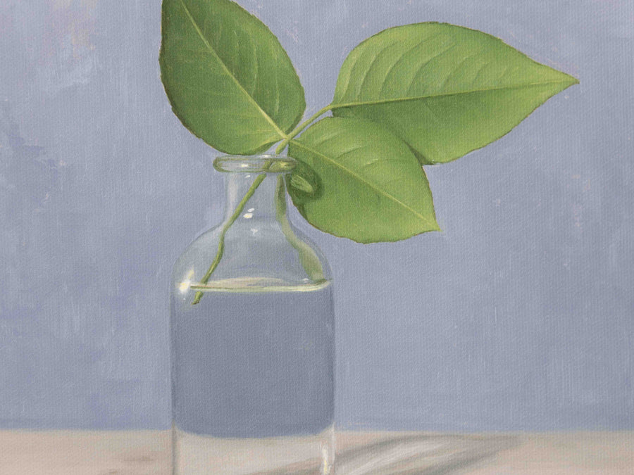 "Rose Leaves Glass Vase" Fine Art Print
