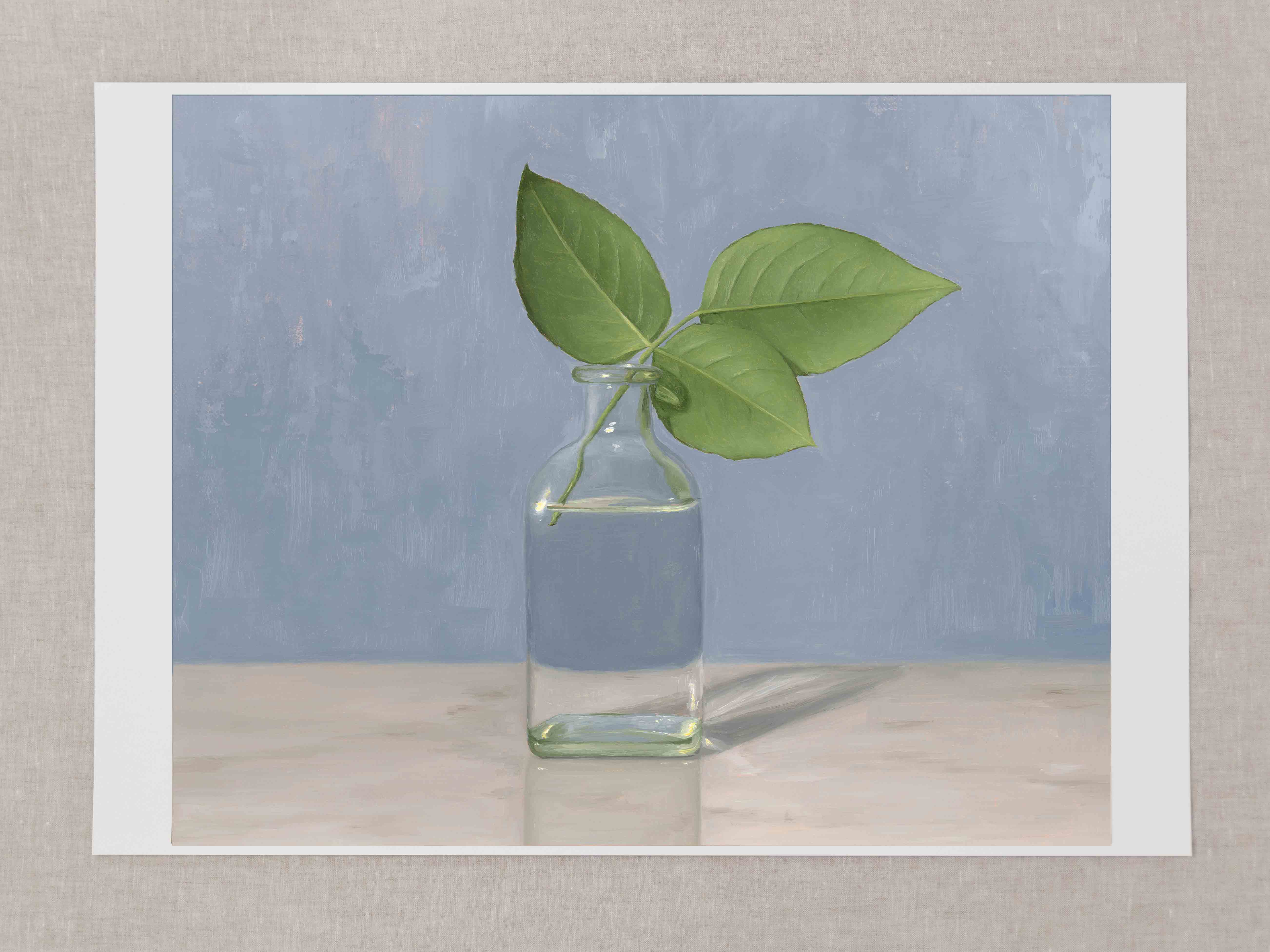 "Rose Leaves Glass Vase" Fine Art Print