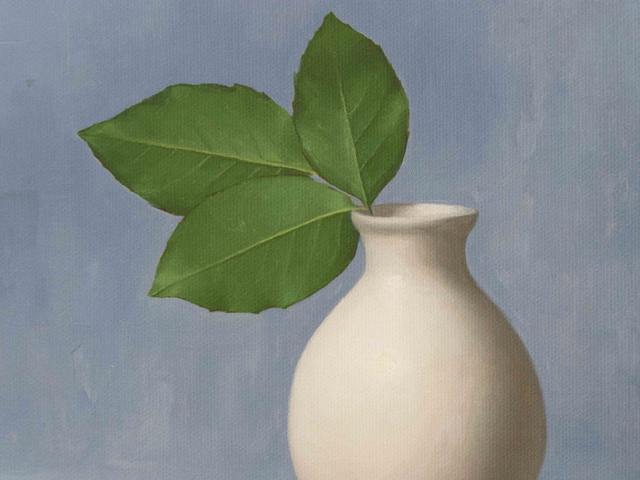 "Rose Leaves White Vase" Fine Art Print