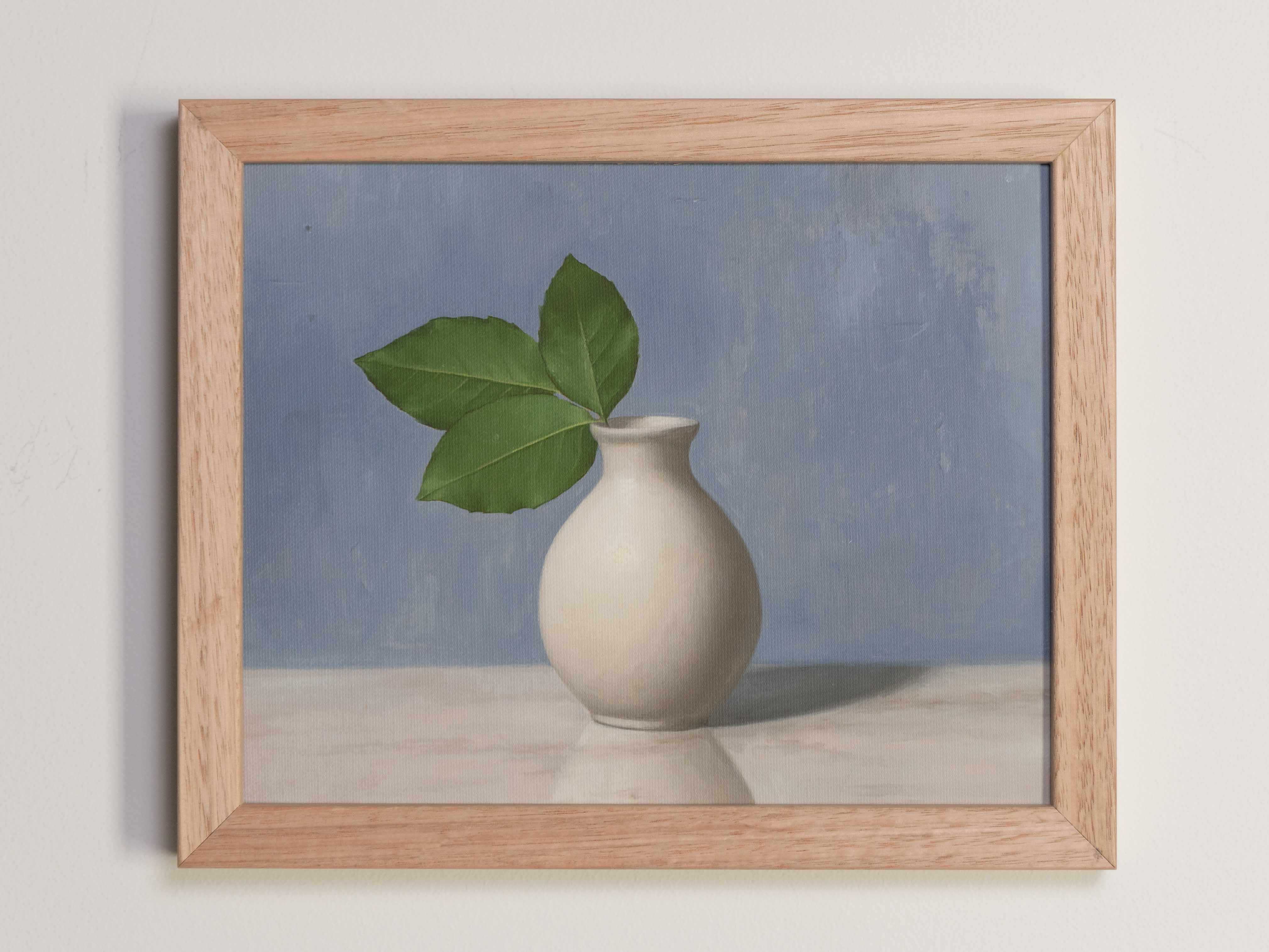 "Rose Leaves White Vase" Fine Art Print