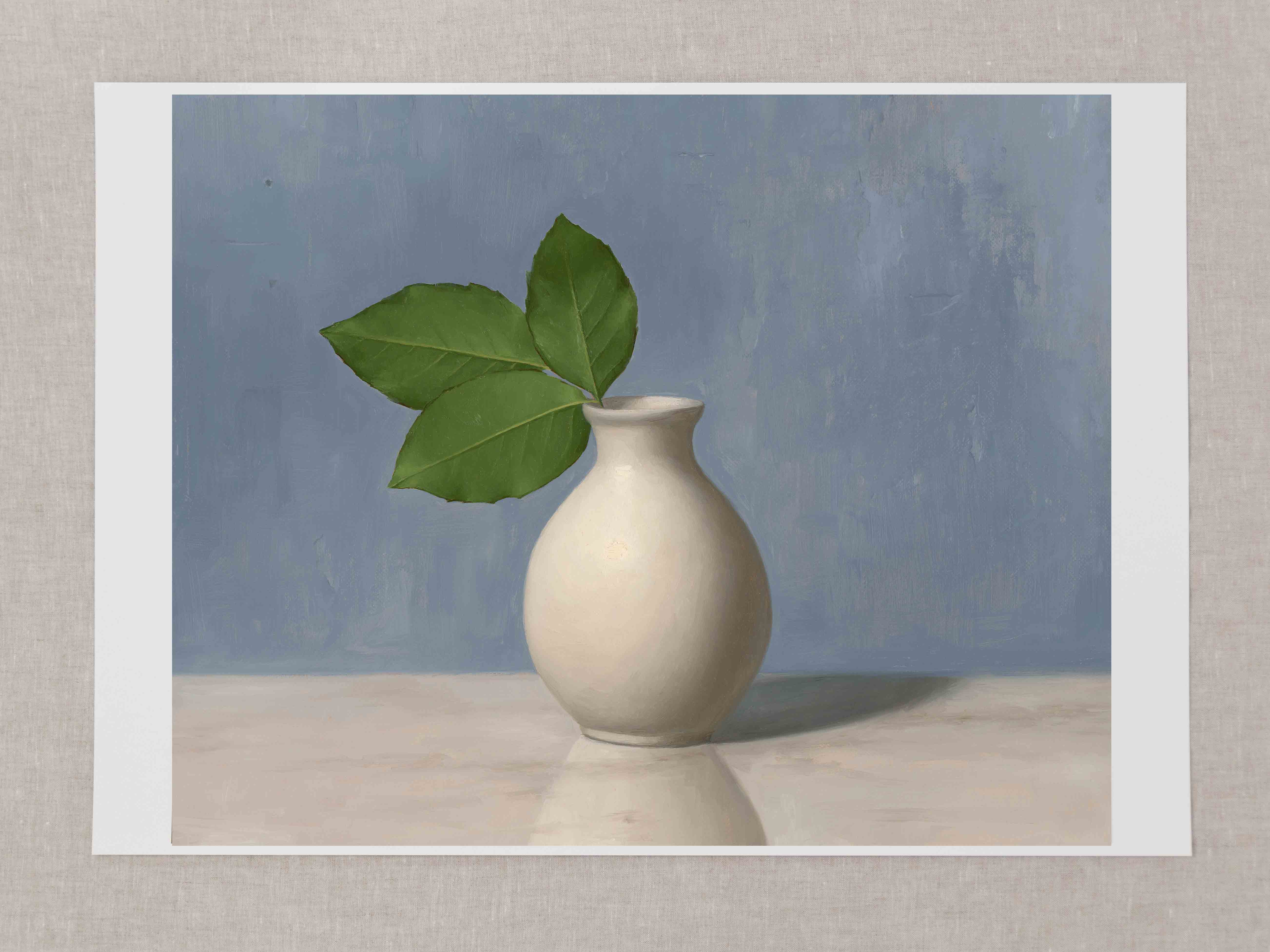 "Rose Leaves White Vase" Fine Art Print