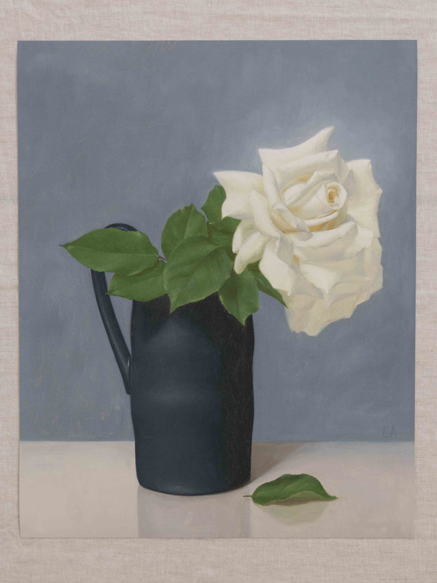 "White Rose in Black Vase" Fine Art Print