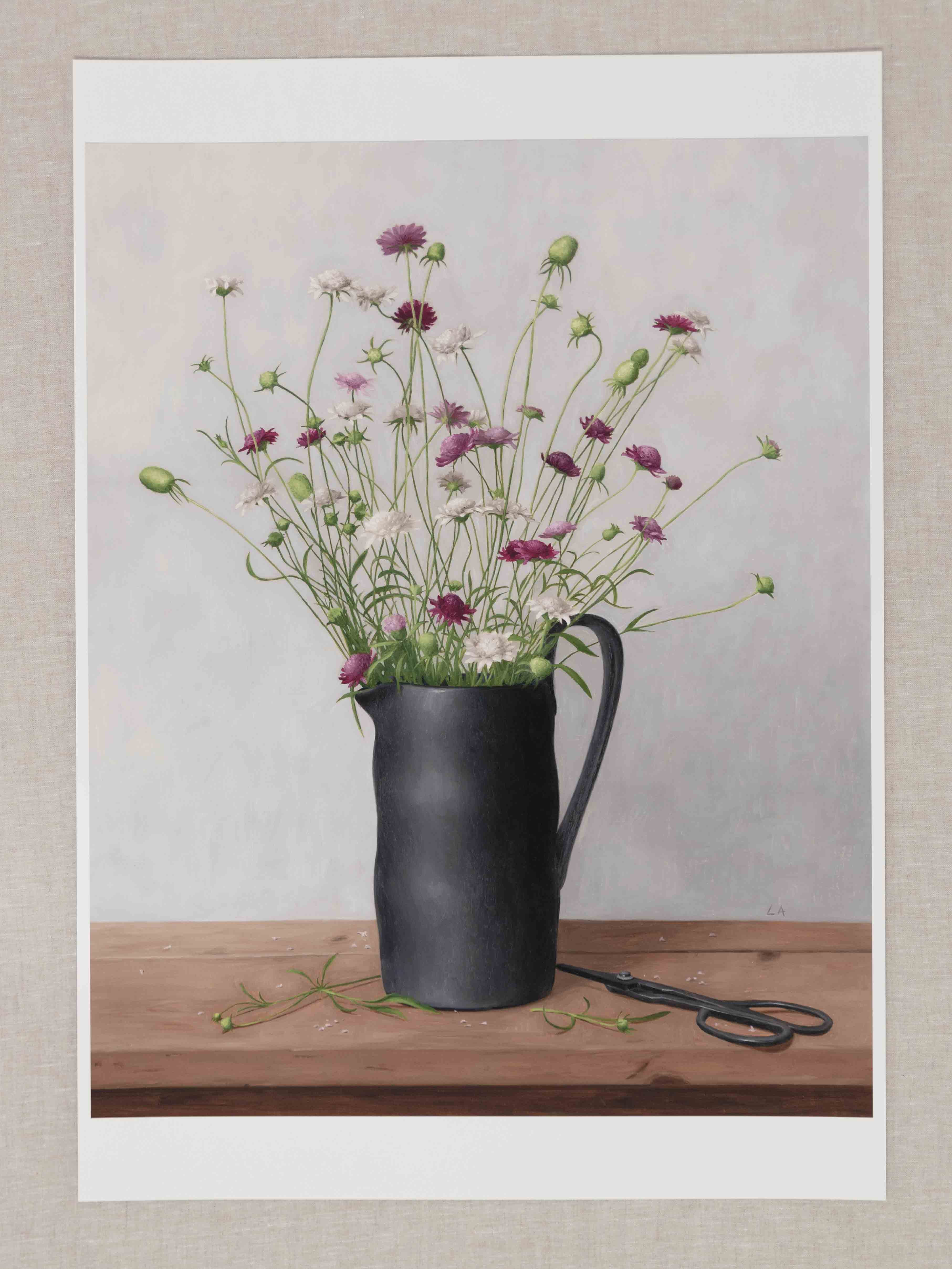"Wild Scabious in Black Vase" Fine Art Print