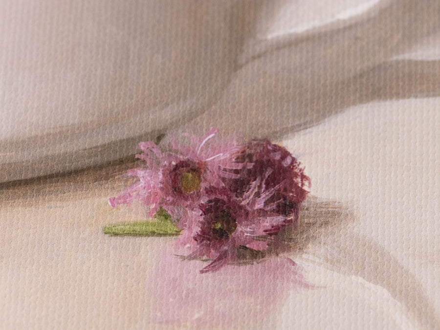 Close up of the fine art print showing the texture of the canvas matte material.